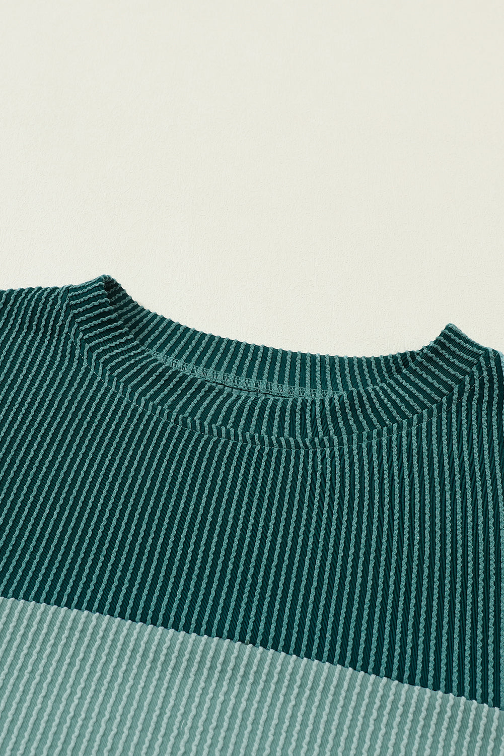 Color Block Ribbed Loose Long Sleeve Top