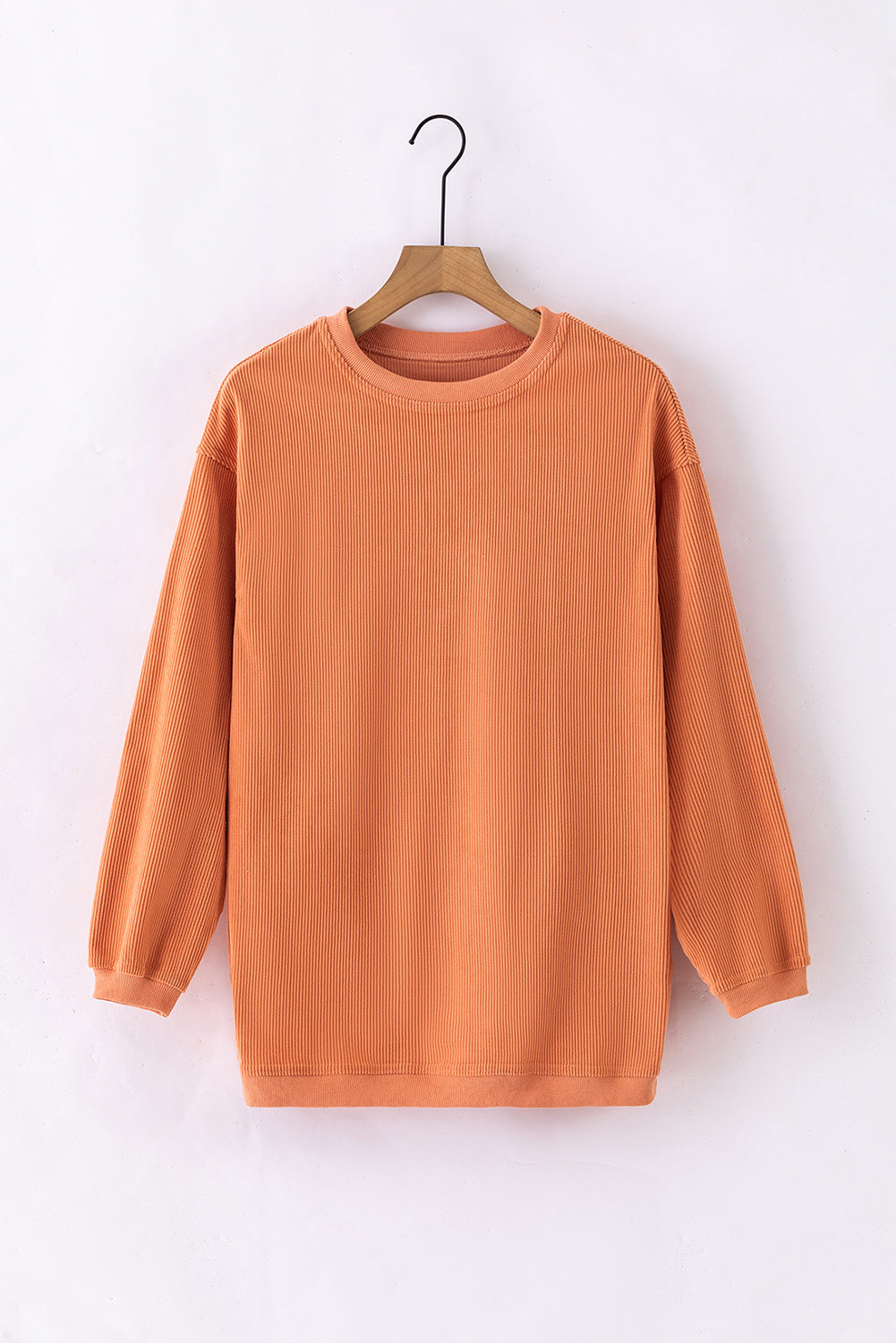 Strawberry Pink Ribbed Corded Oversized Sweatshirt