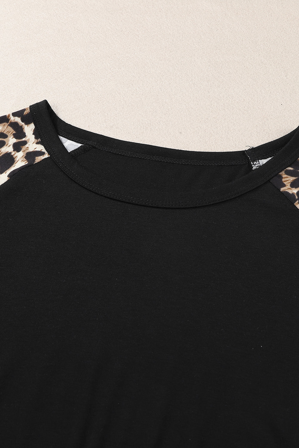 Cheetah Print Tiered Half Sleeve Jewel Neckline Blouse