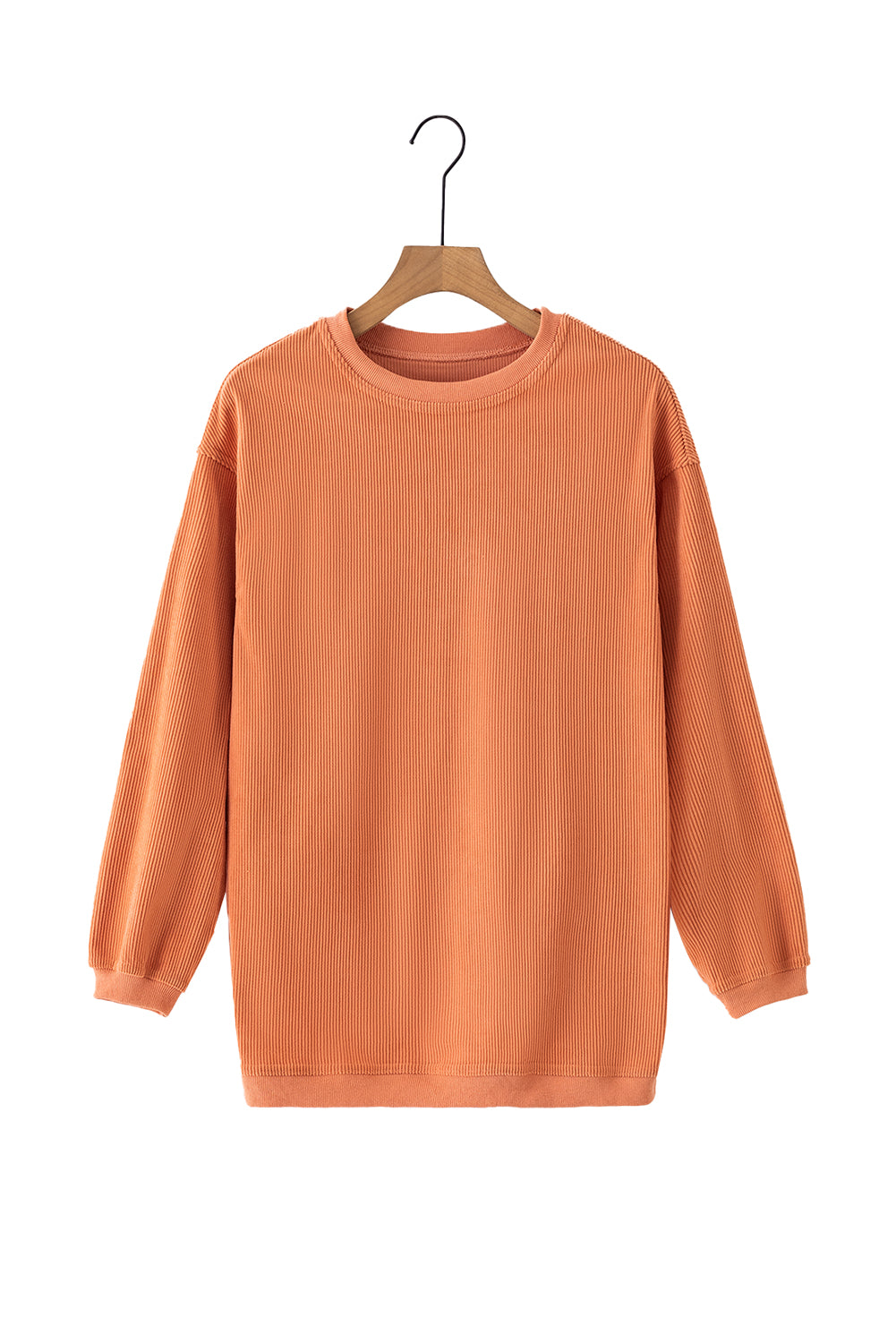 Strawberry Pink Ribbed Corded Oversized Sweatshirt