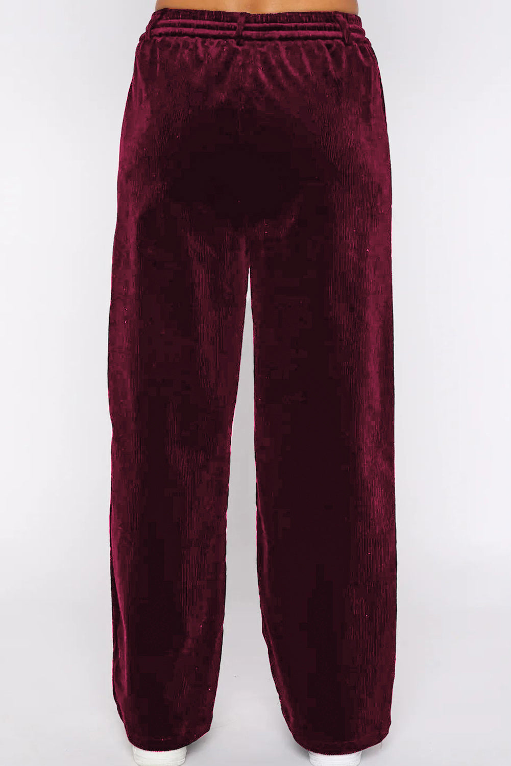 Velvet Drawstring Waist Wide Leg Pants