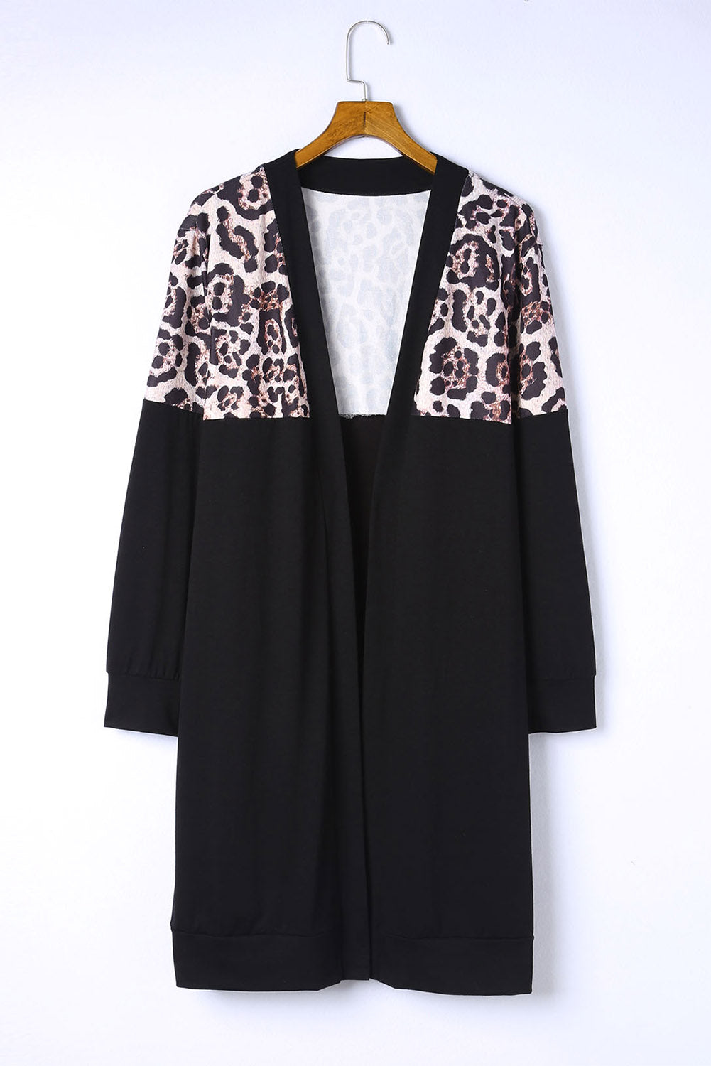 Red Printed Leopard Detail Plus Size Cardigan