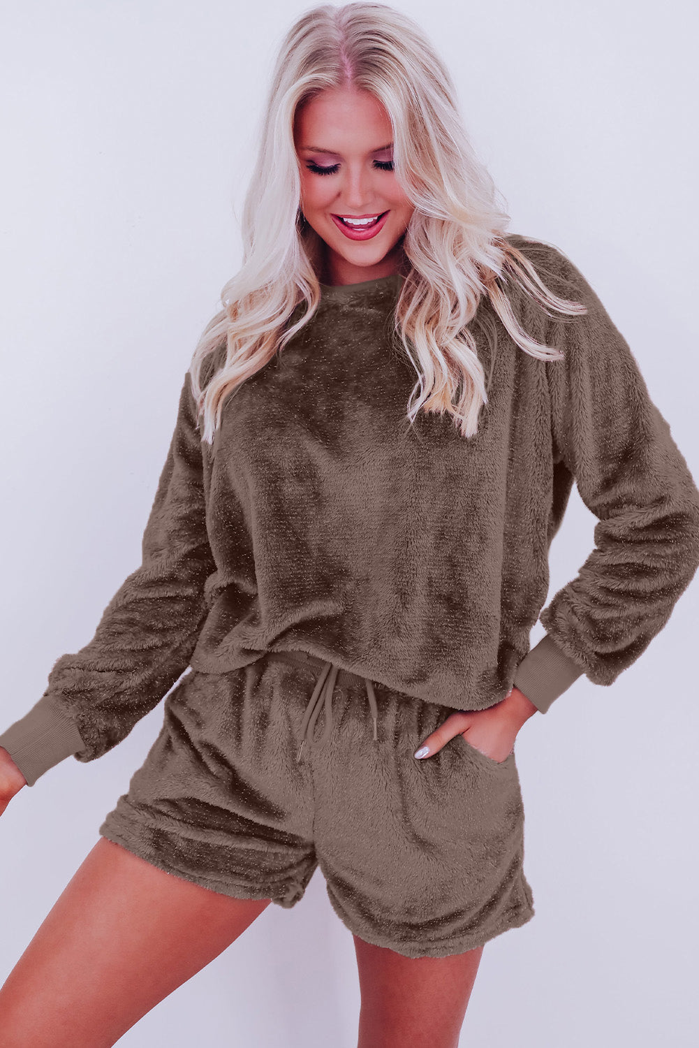 Teddy Bear Feel Two-Piece Fleece Lounge Set