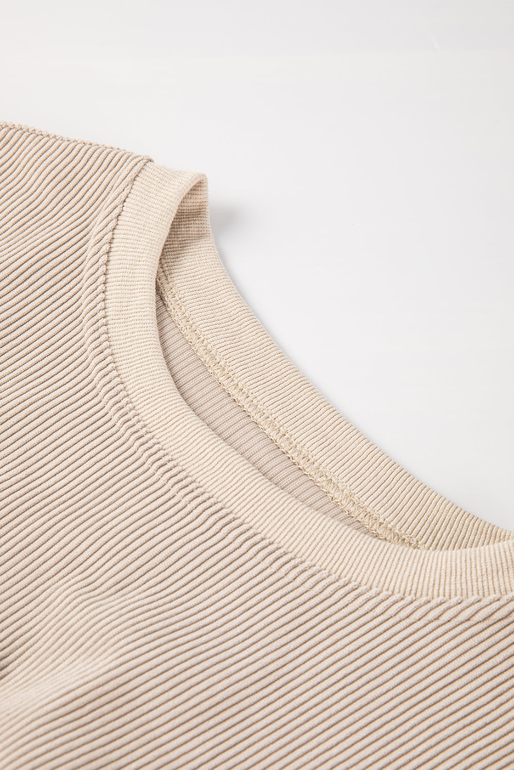 Orange Plain Drop Sleeve Rib-Knit Oversized Sweatshirt
