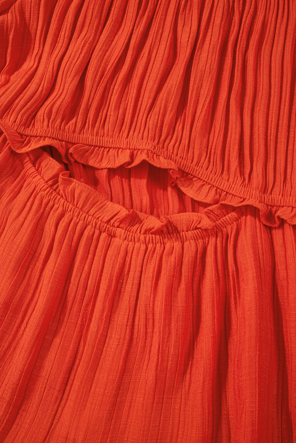 Bare Shoulder Balloon Sleeve Cutout Ruffled Maxi Dress