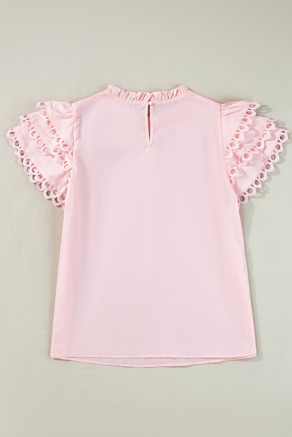 Mint Green Layered Ric Rac Cap Sleeve Frilled Neck Blouse