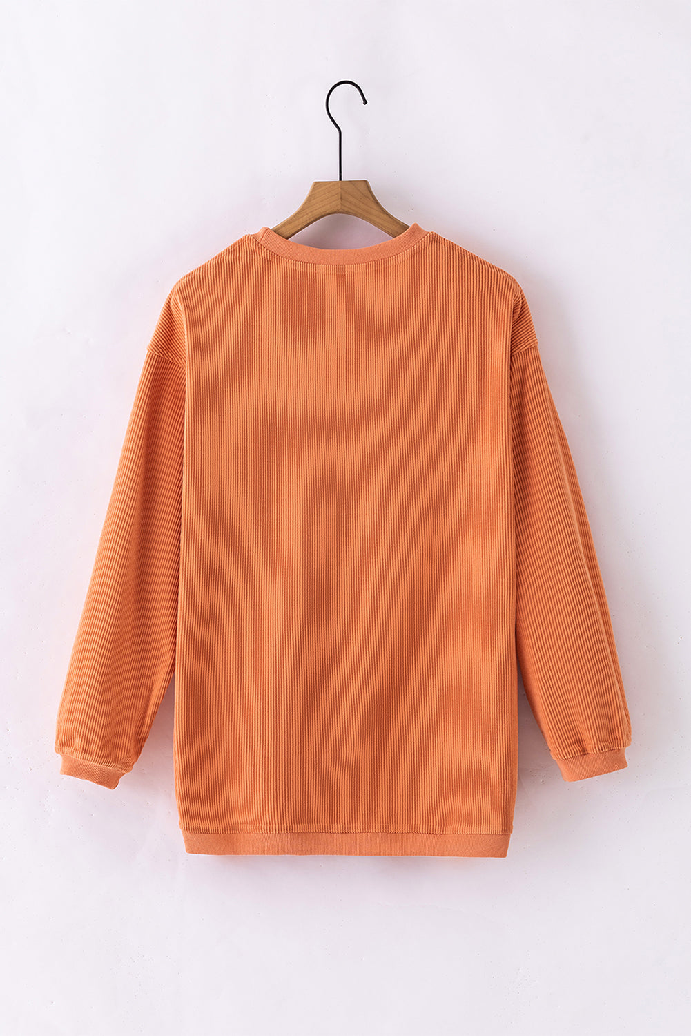 Strawberry Pink Ribbed Corded Oversized Sweatshirt