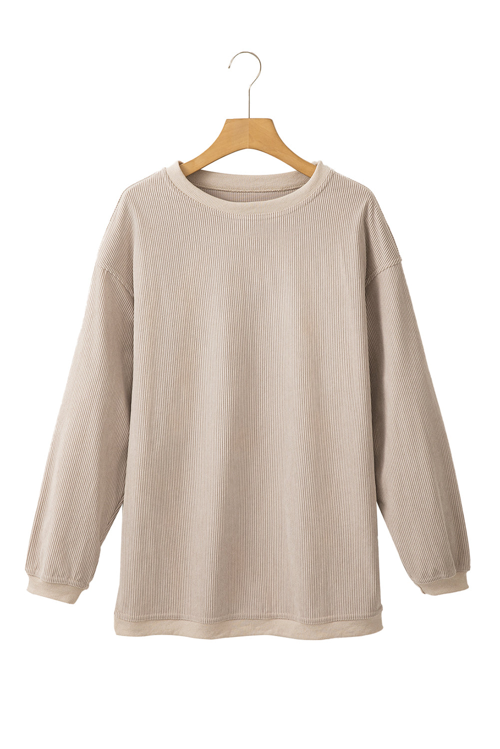 Orange Plain Drop Sleeve Rib-Knit Oversized Sweatshirt
