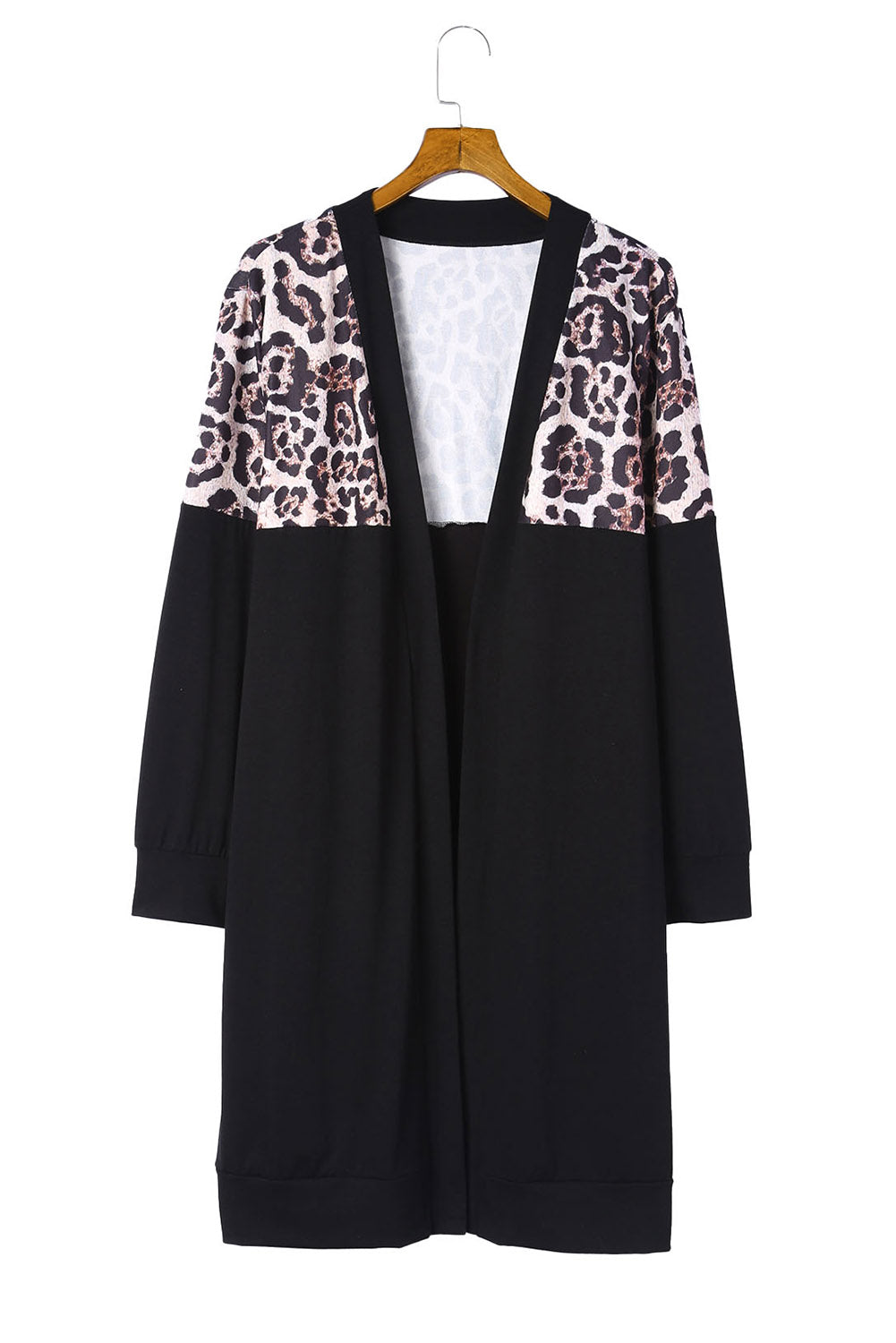 Red Printed Leopard Detail Plus Size Cardigan