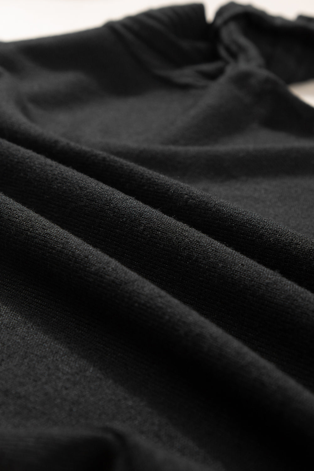 Gray Ribbed Splicing Sleeve Round Neck T-shirt