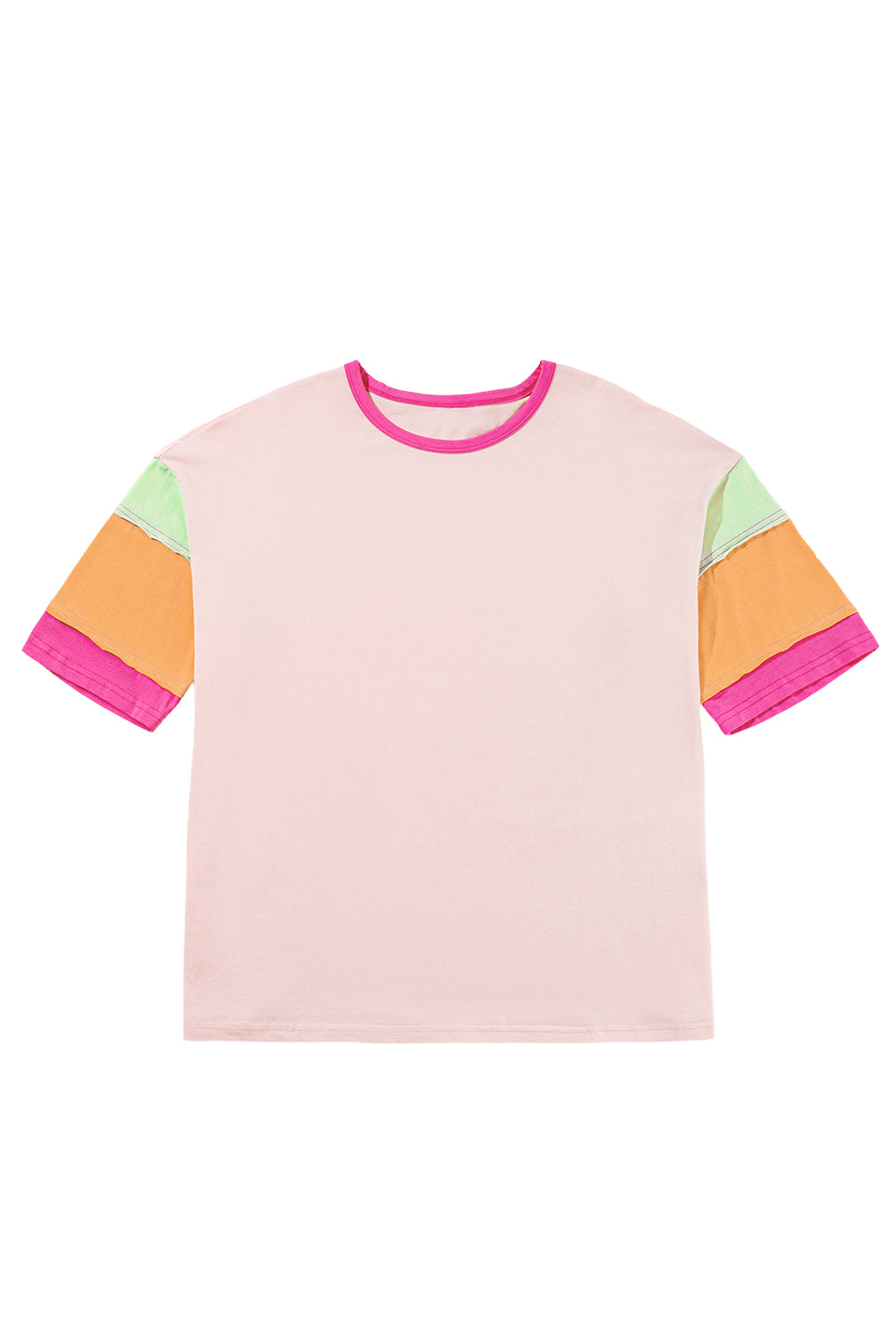 Color Block Sleeve Round Neck Oversize Top