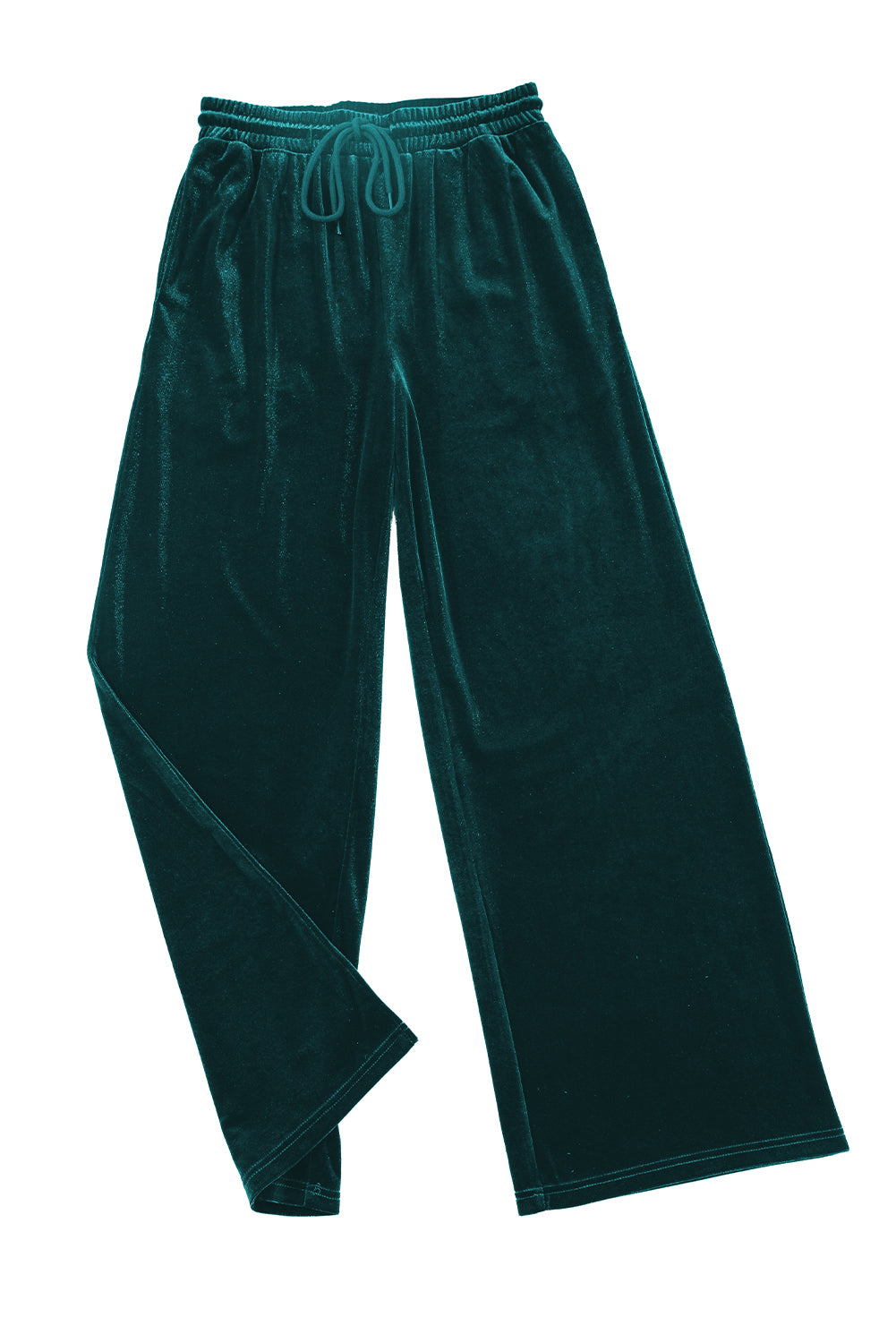 Velvet Drawstring Waist Wide Leg Pants
