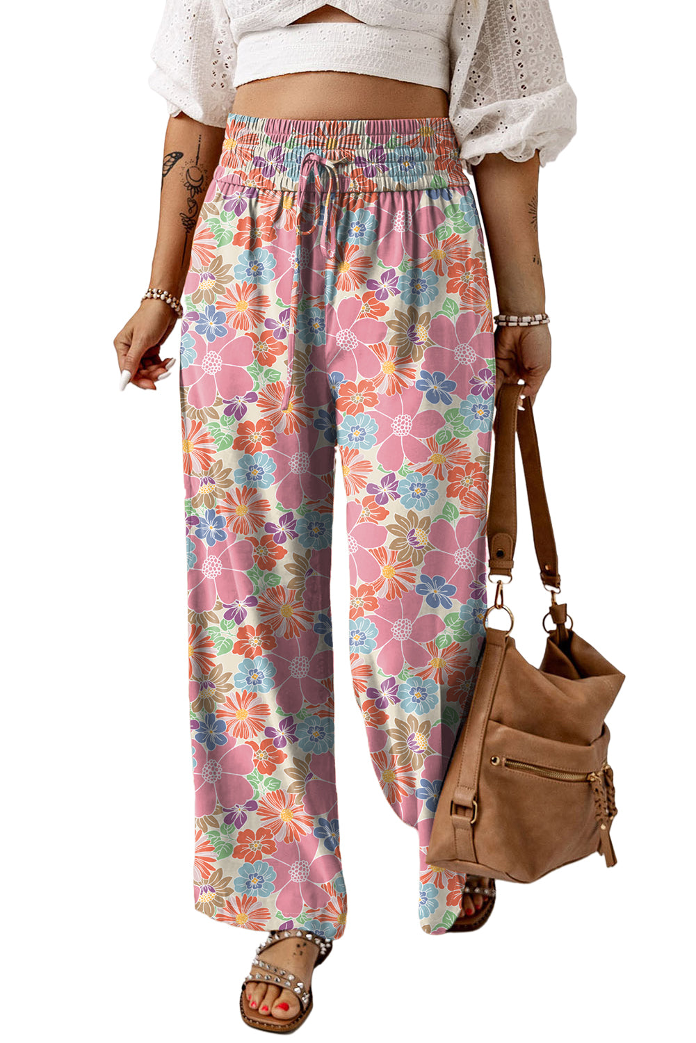 Stand Out! Floral Smocked Waist Loose Pants