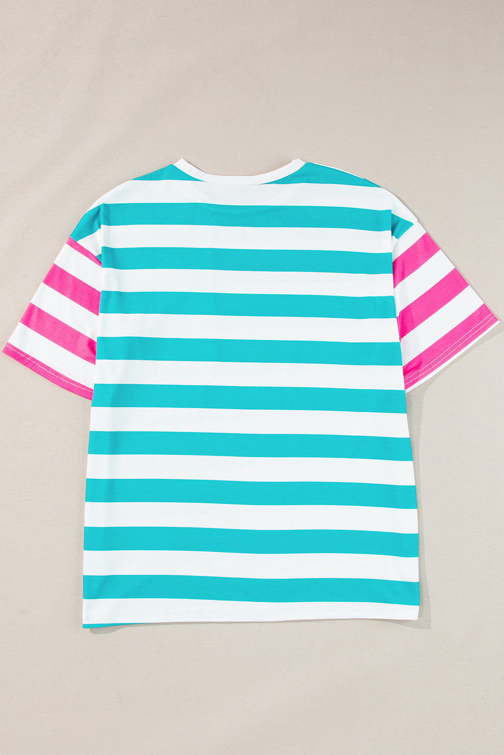 Orange Stripe Contrast Patch Pocket Drop Sleeve T Shirt