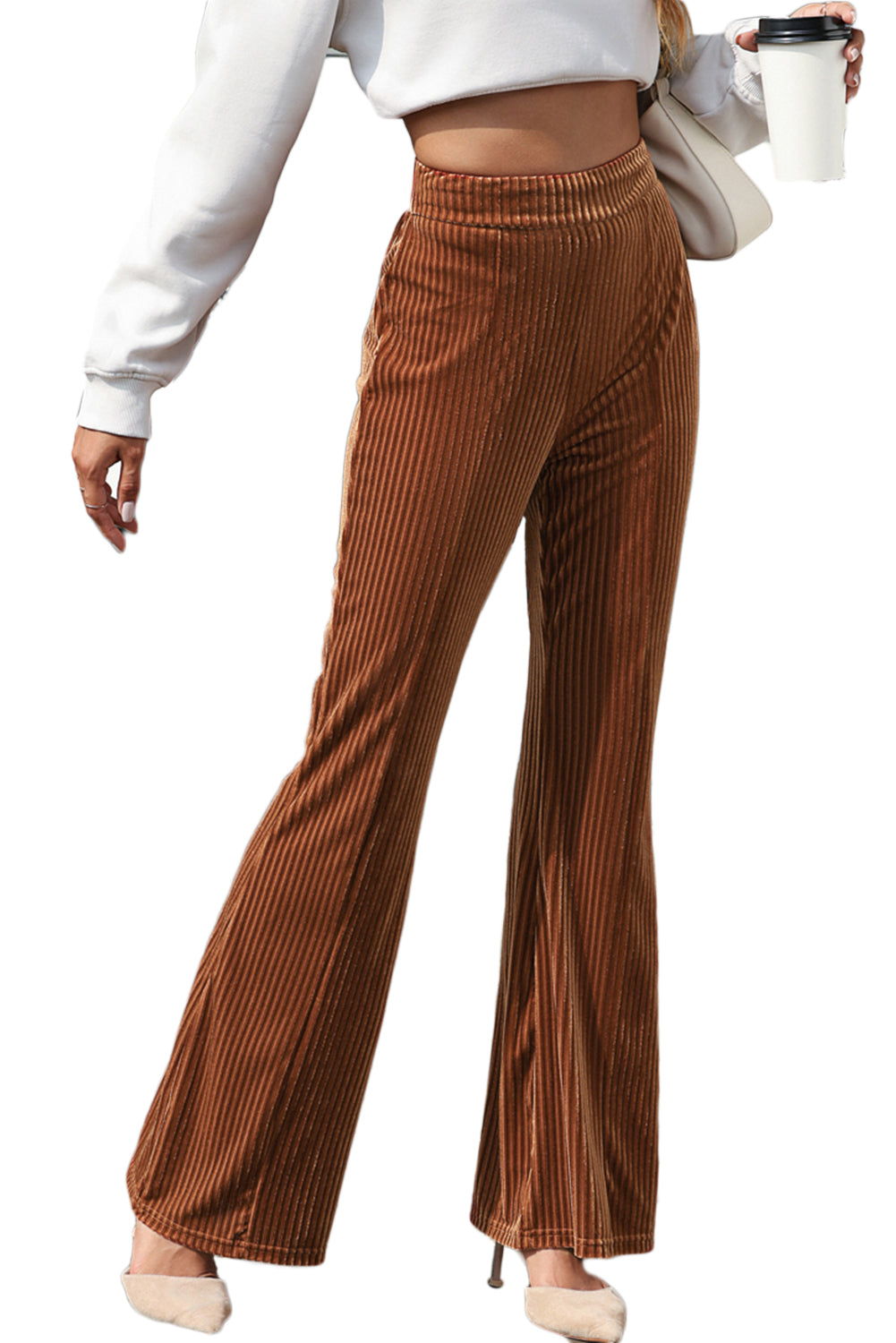 High Waist Flare Corduroy Pants
