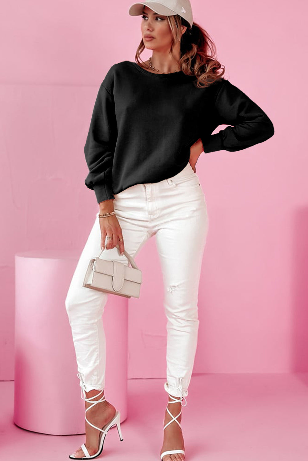 Bowknot Round Neck Sweatshirt