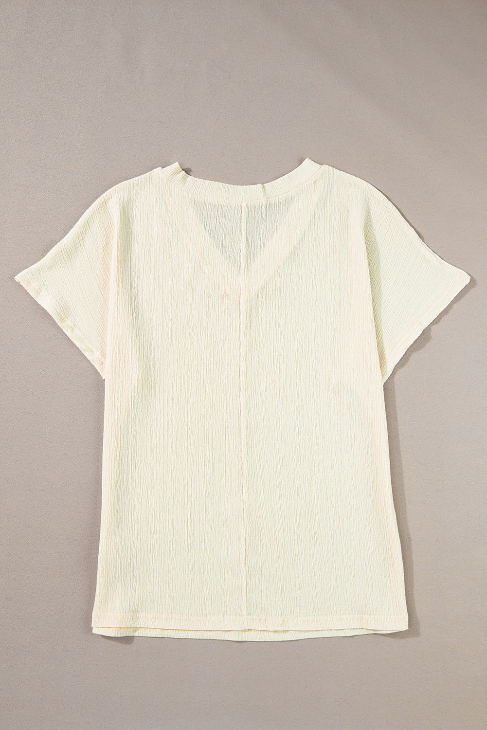 Bright Pink Crinkled V Neck Wide Sleeve T-shirt