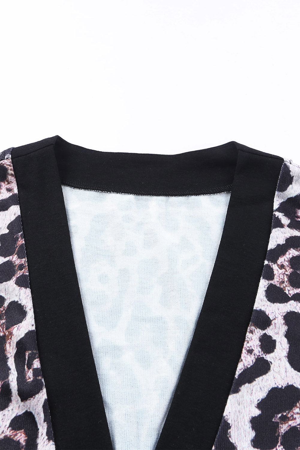 Red Printed Leopard Detail Plus Size Cardigan