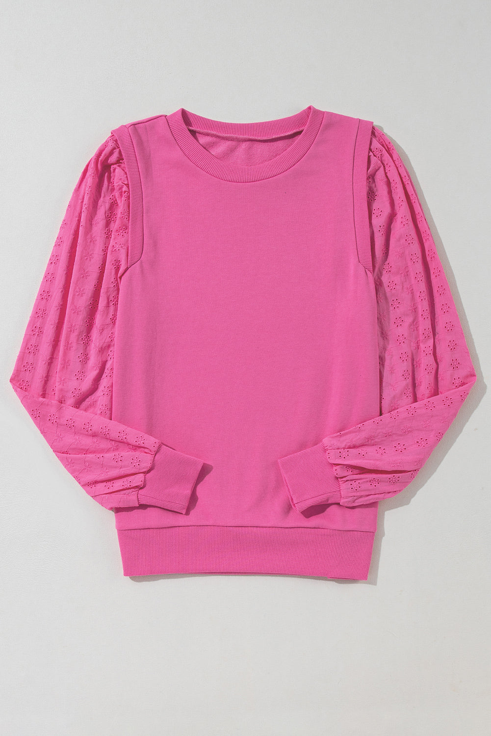 Solid Patchwork Sleeve Round Neck Sweatshirt
