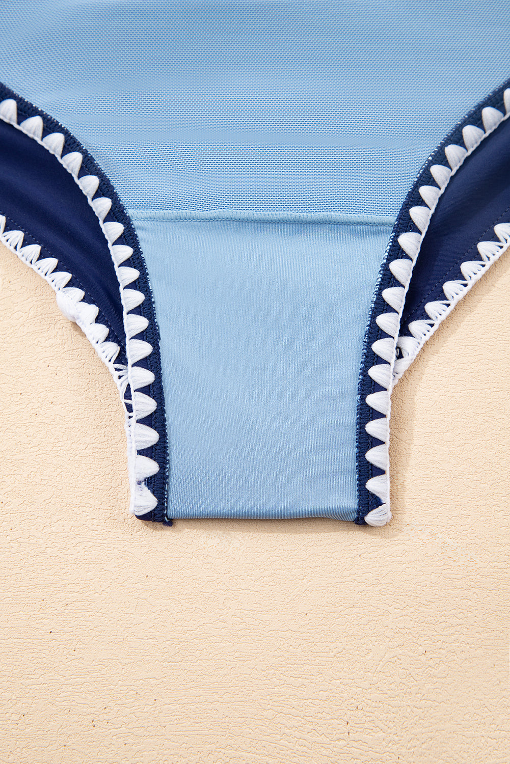 Ric Rac Trim Contrasted Patchwork Cutout One Piece Swimsuit