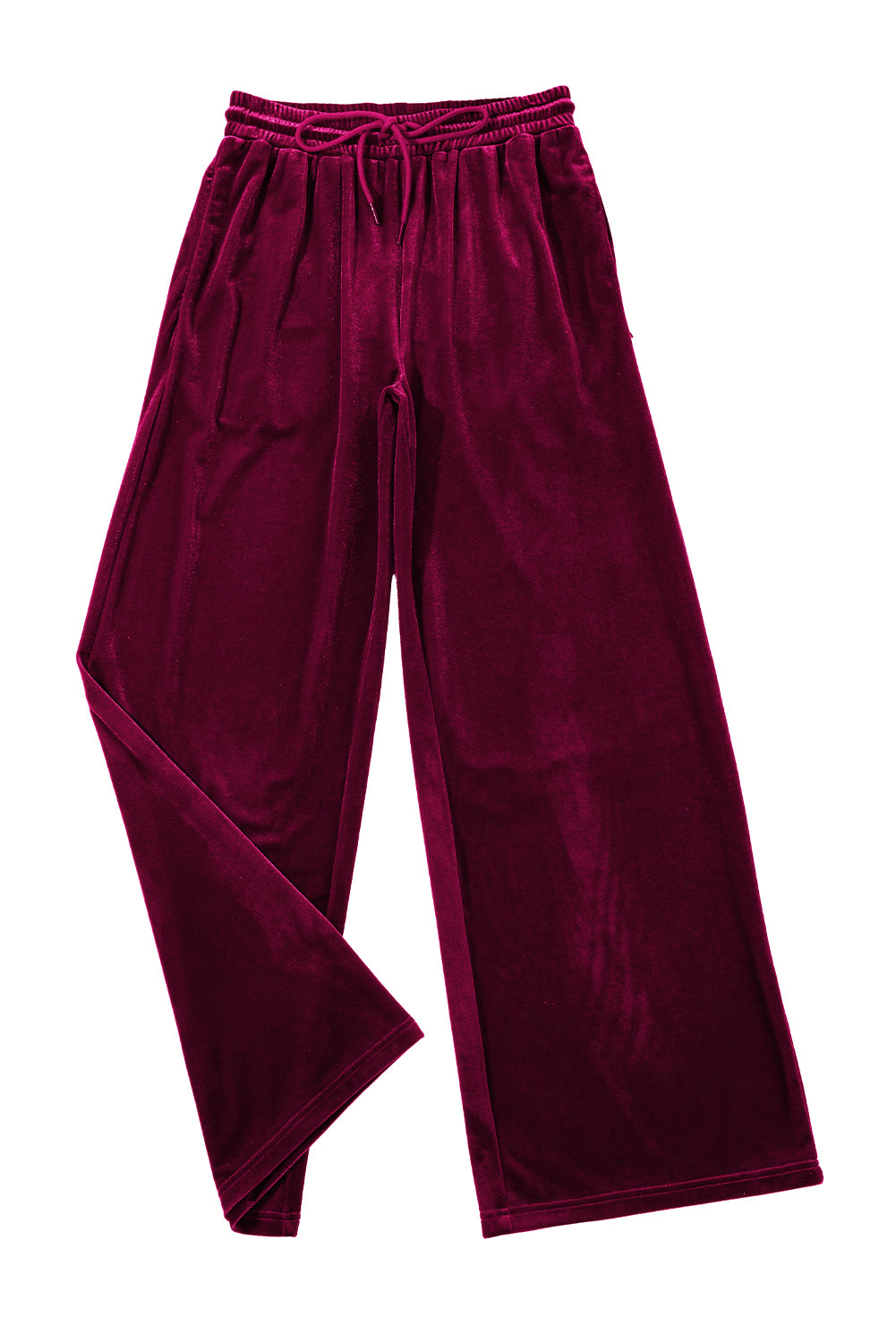 Velvet Drawstring Waist Wide Leg Pants