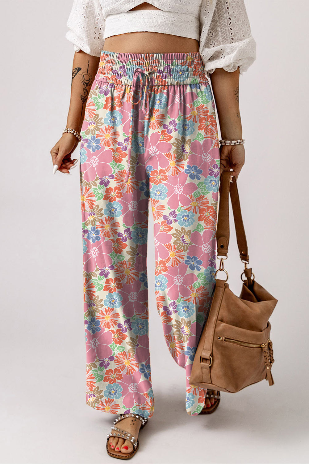 Stand Out! Floral Smocked Waist Loose Pants