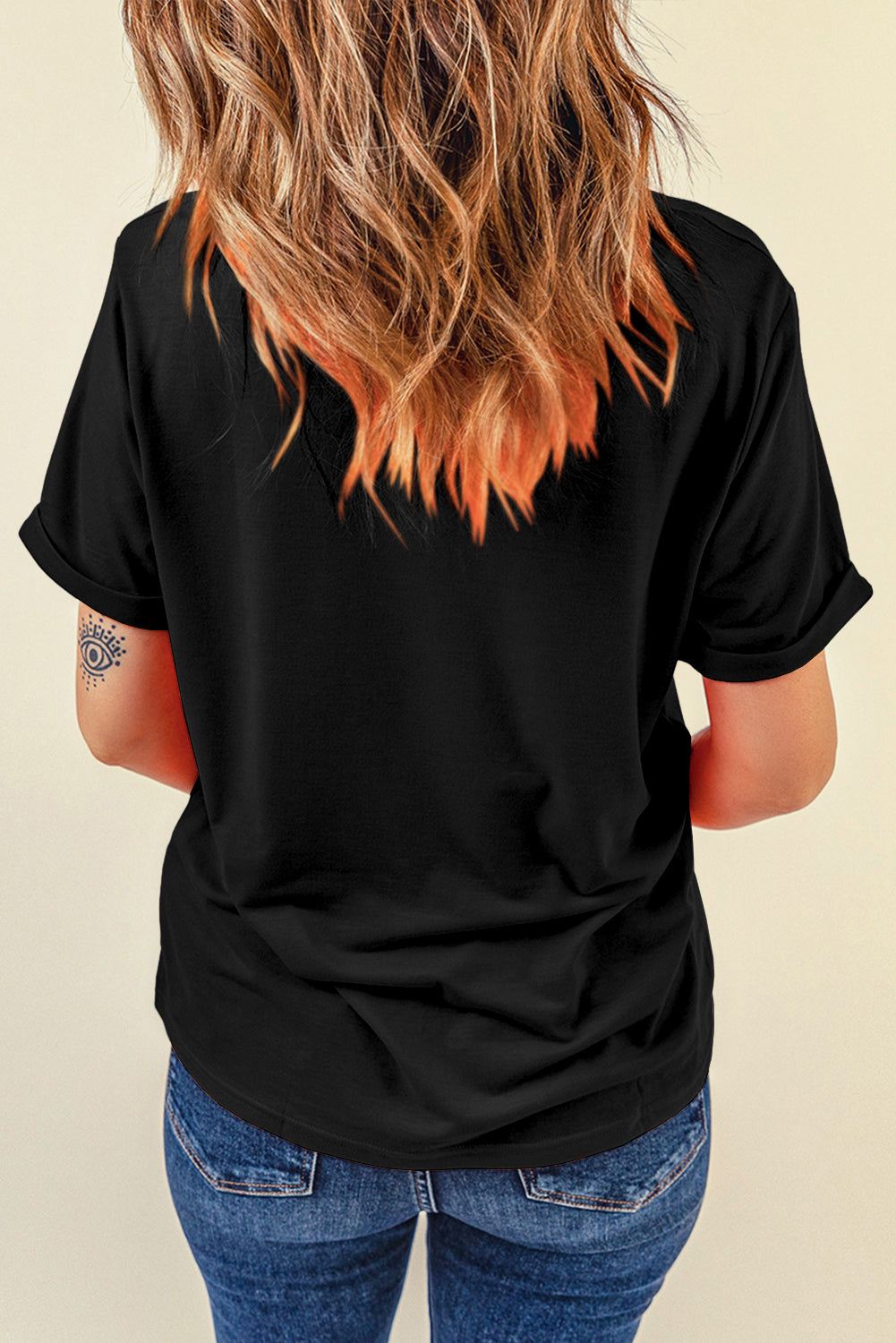 "Teach" Graphic Round Neck Short Sleeve T-Shirt