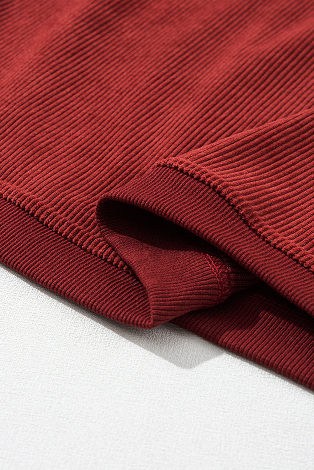 Orange Plain Drop Sleeve Rib-Knit Oversized Sweatshirt