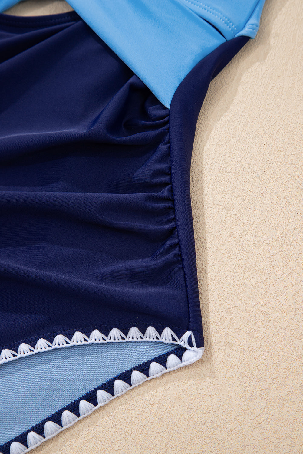 Ric Rac Trim Contrasted Patchwork Cutout One Piece Swimsuit
