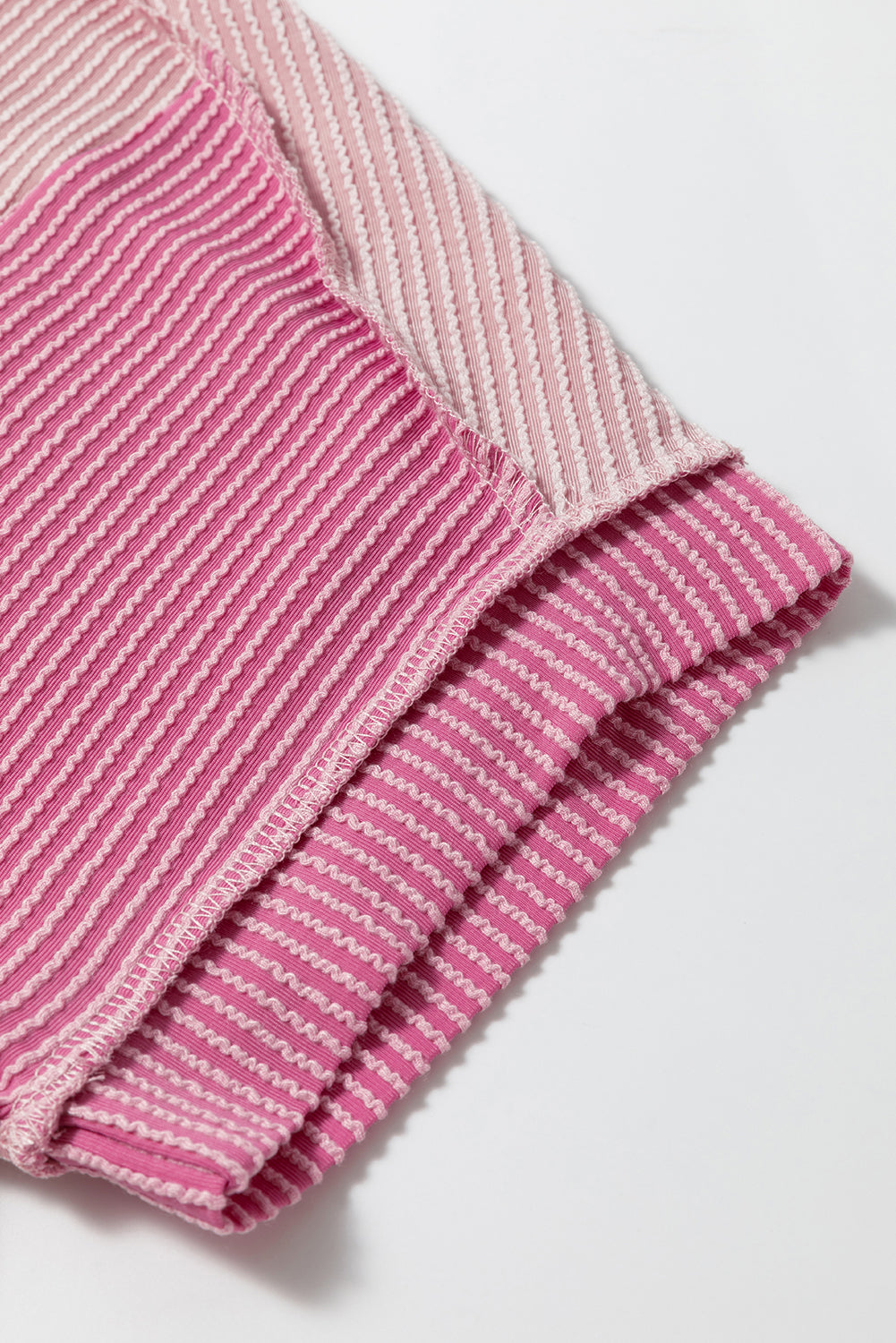 Apricot Pink Textured Colorblock Crew Neck T Shirt