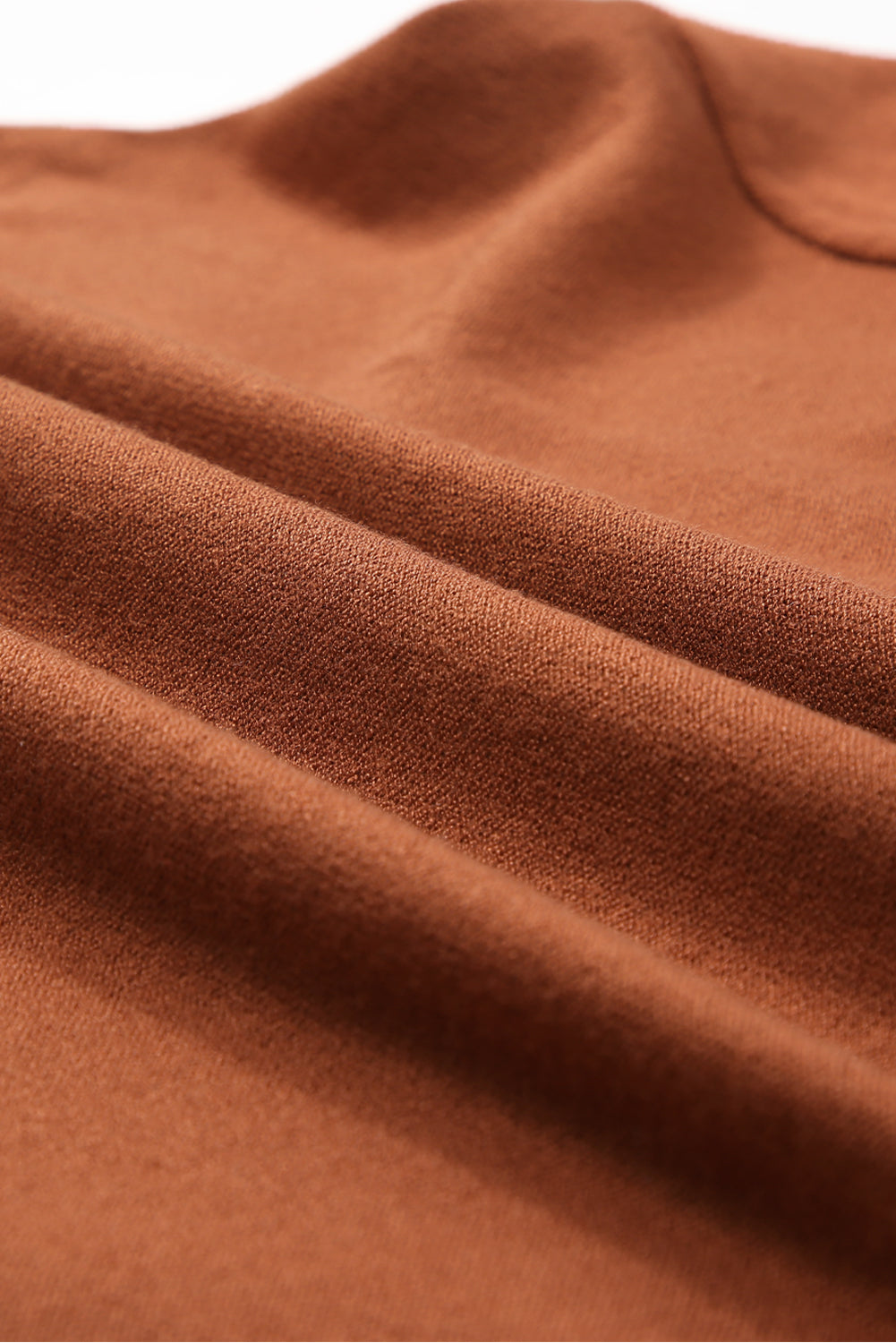 Rose Solid Ribbed Trim Plus Size Zip Collar Sweater