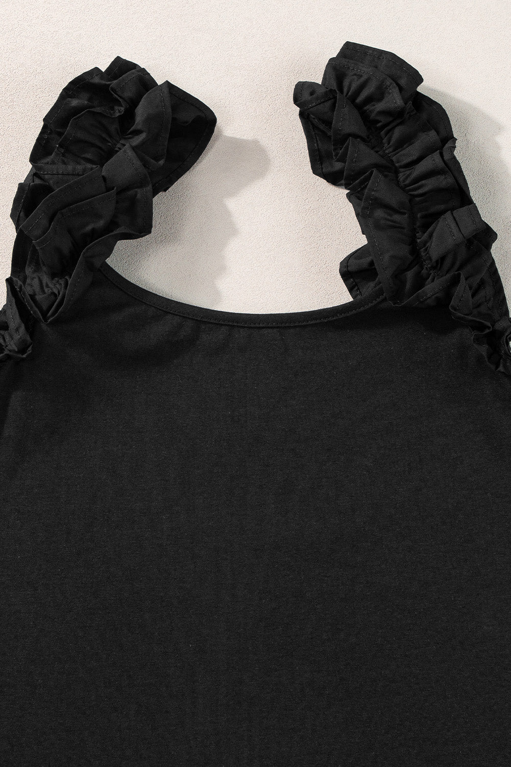 Strawberry Pink Ruffled Wide Straps Slim Tank Top