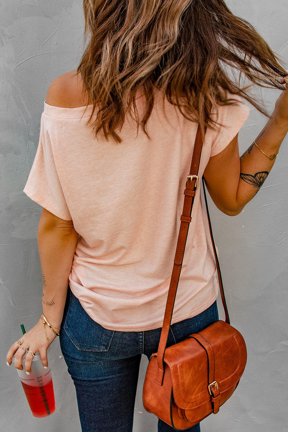 Solid Color Short Sleeve Basic T Shirt with Patch Pocket