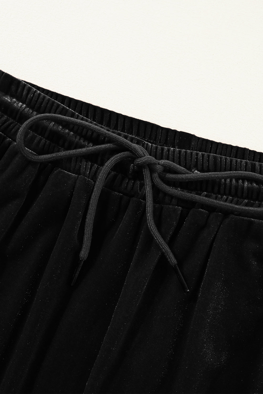 Velvet Drawstring Waist Wide Leg Pants