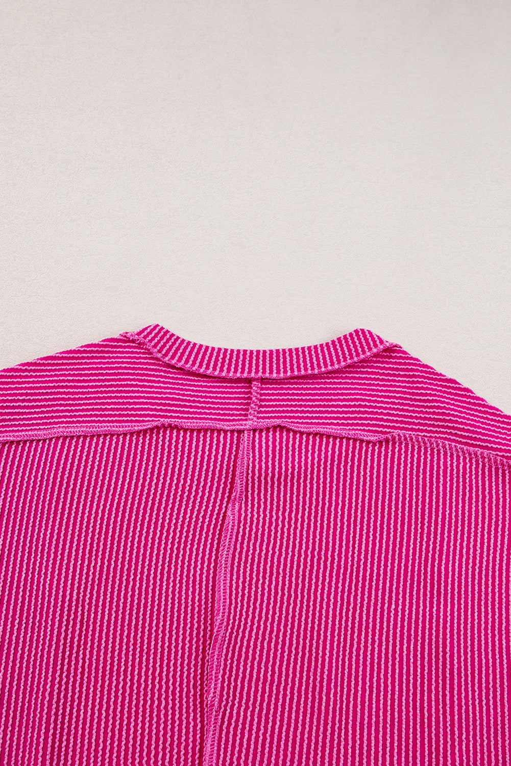 Apricot Pink Textured Colorblock Crew Neck T Shirt