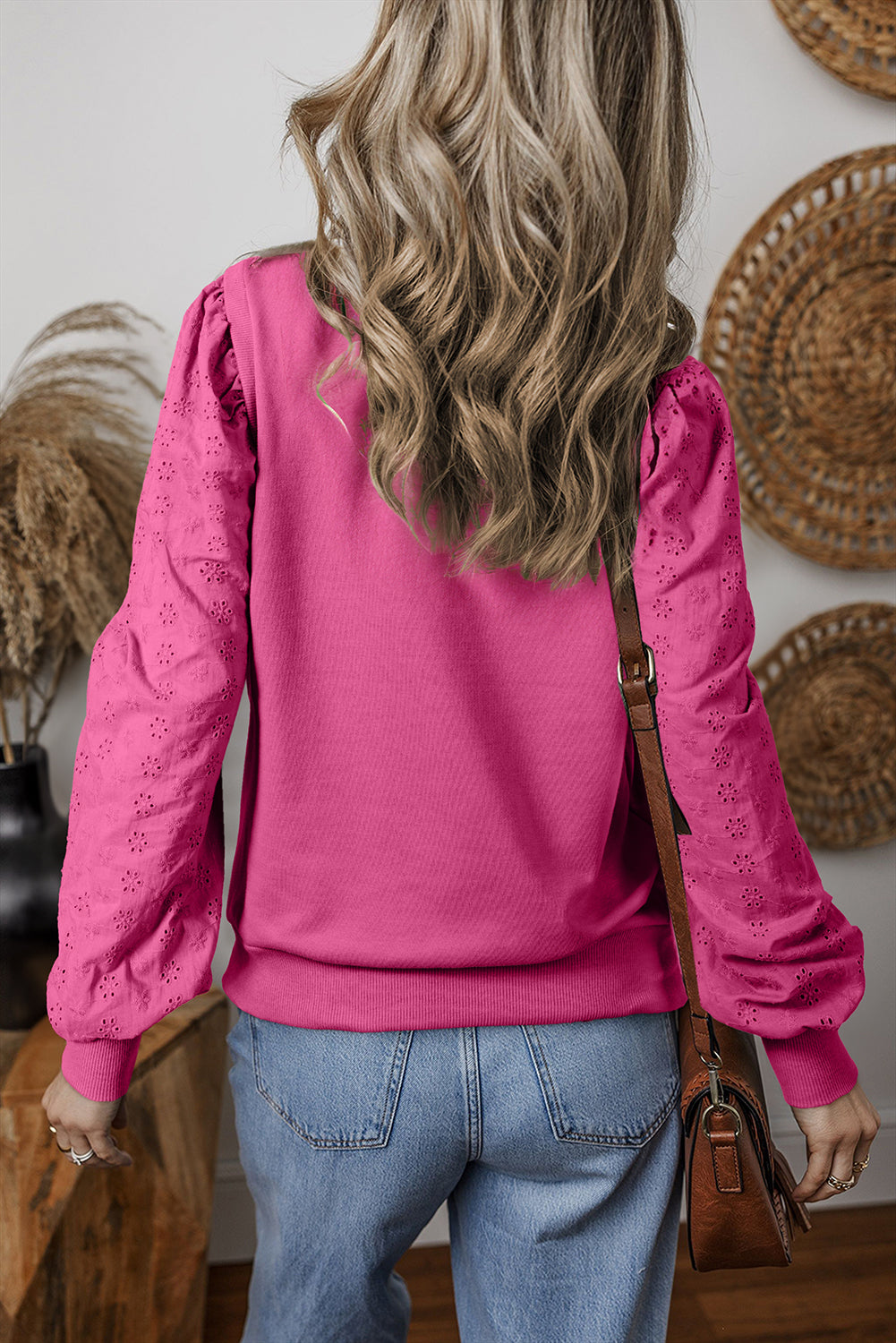 Solid Patchwork Sleeve Round Neck Sweatshirt