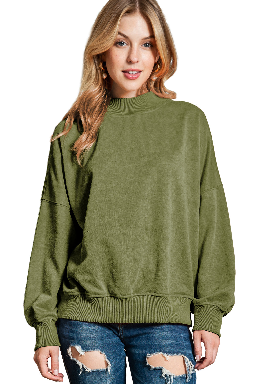 Drop Shoulder Crew Neck Pullover Sweatshirt