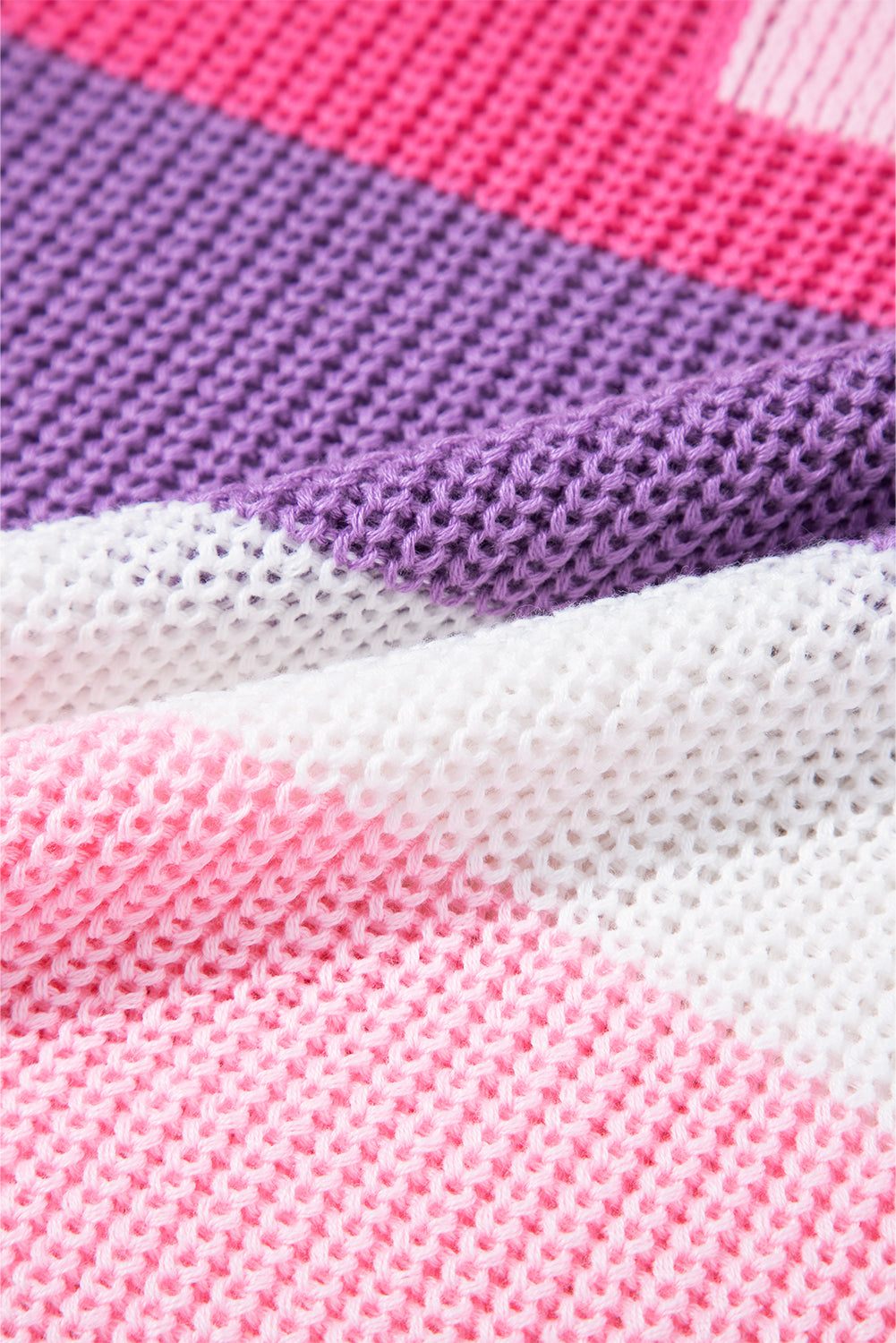 Pink Color Block Notch V Neck T Shirt