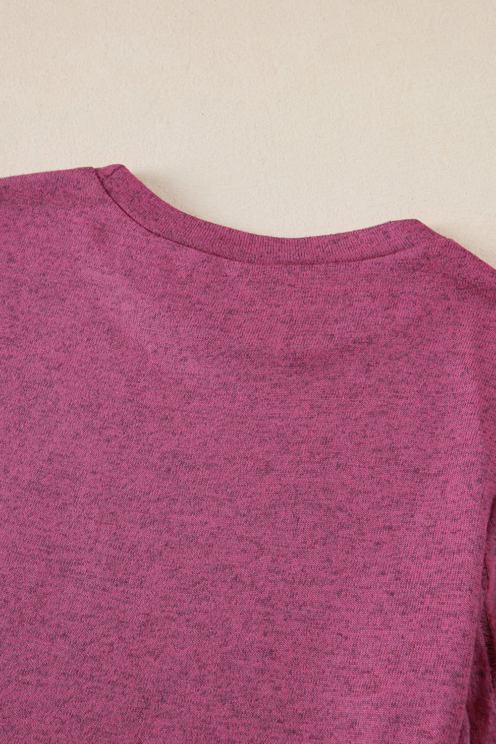 Gray Ribbed Splicing Sleeve Round Neck T-shirt