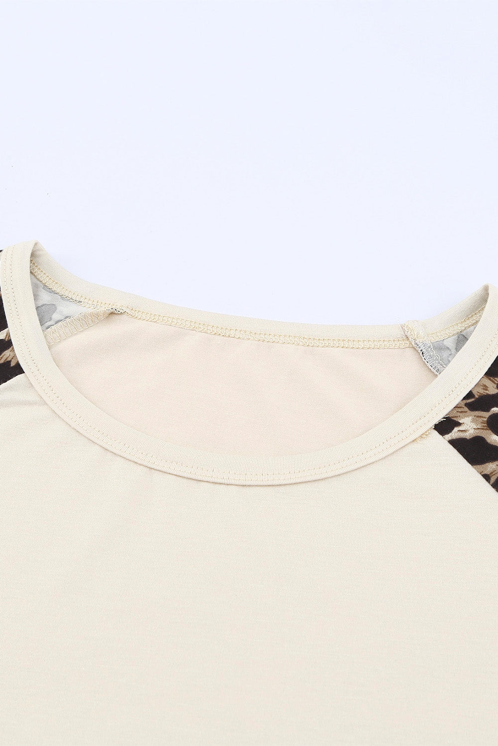 Cheetah Print Tiered Half Sleeve Jewel Neckline Blouse