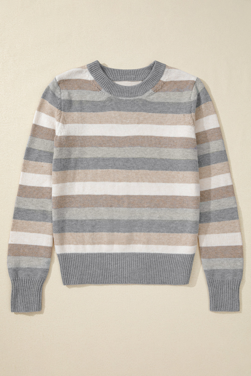 Stripes for Days Ribbed Edge Round Neck Sweater