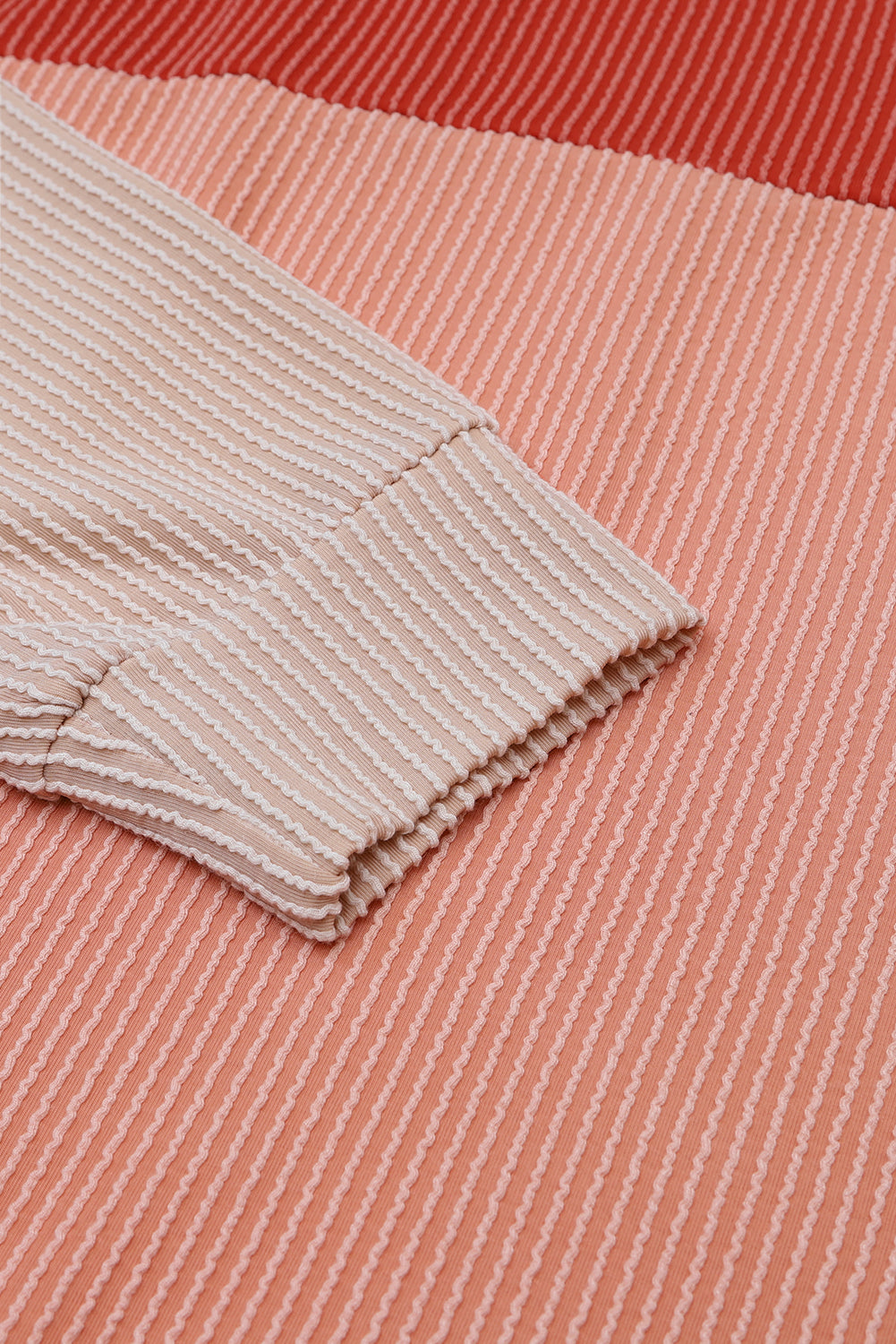 Color Block Ribbed Loose Long Sleeve Top