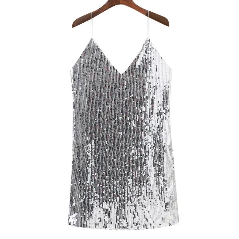Silver Me Timbers! Sequined Mini Dress