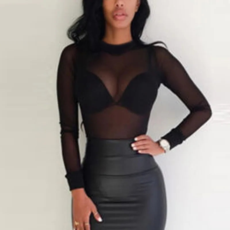 Sheer Long Sleeve Blouse