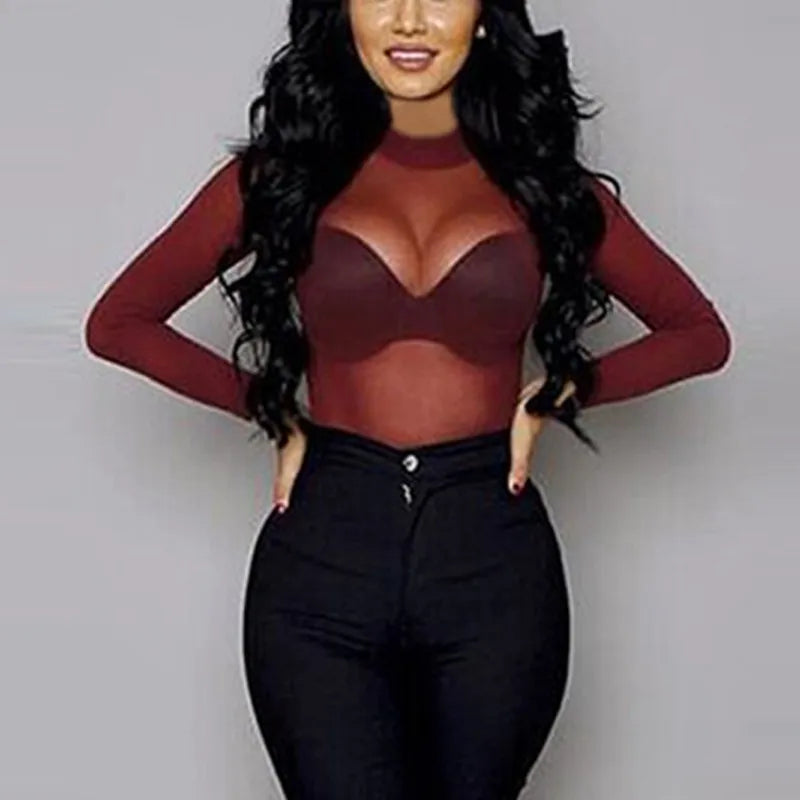 Sheer Long Sleeve Blouse