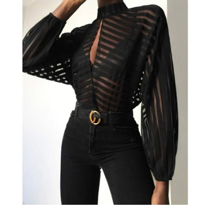 Sheer Long Sleeve Blouses
