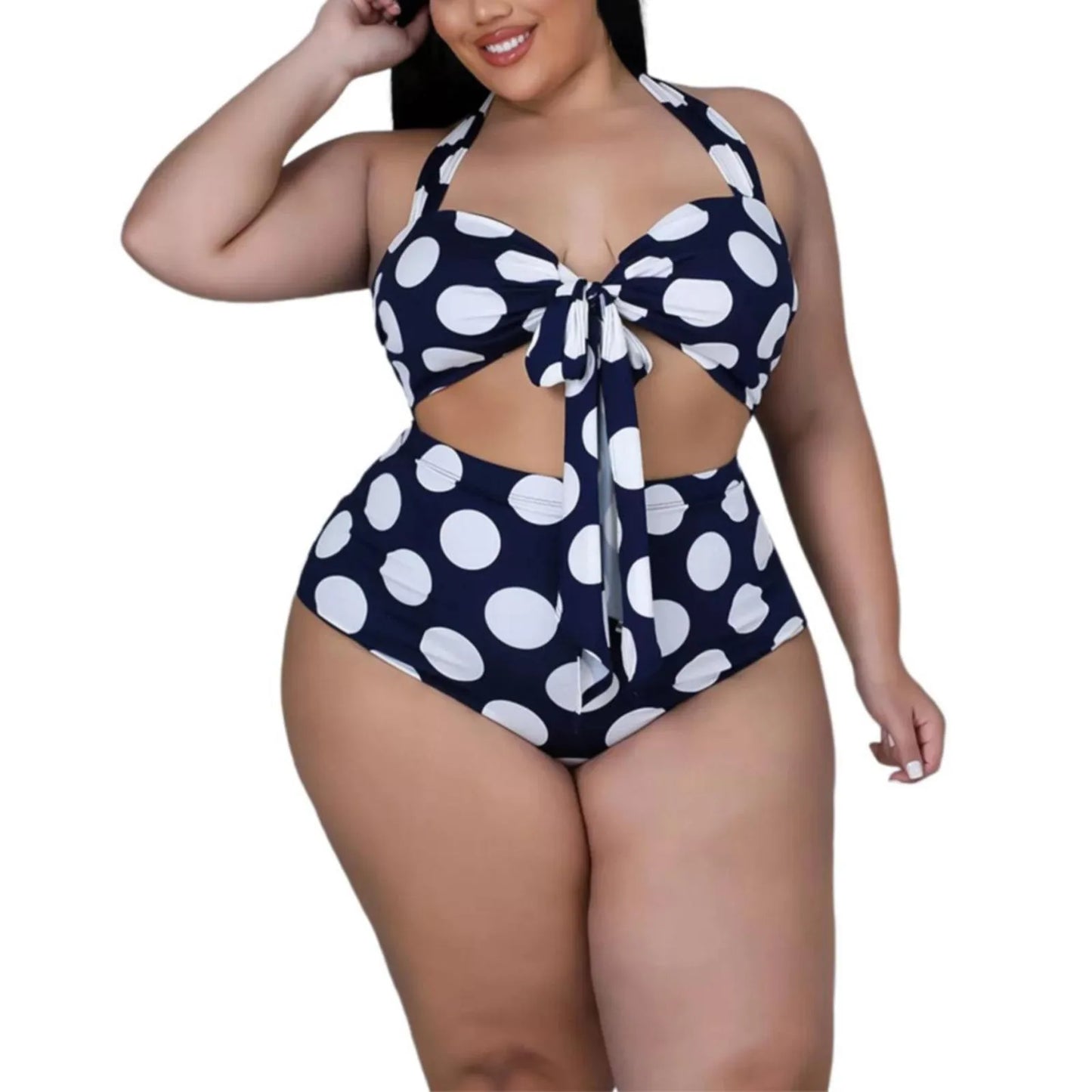 Polka Dot Print Halter Neck Bikini
