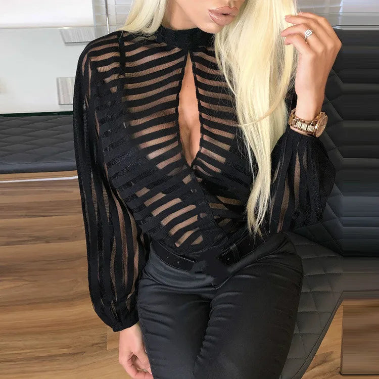 Sheer Long Sleeve Blouses