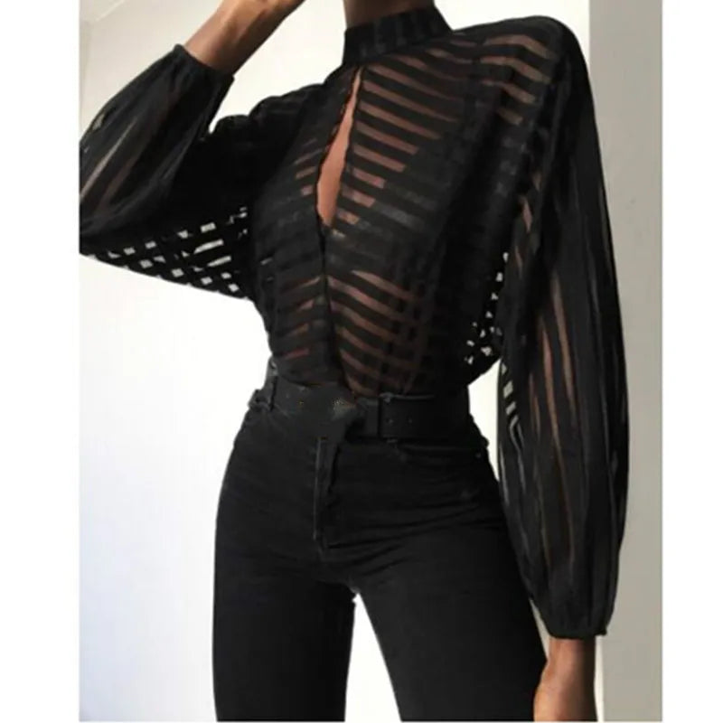 Sheer Long Sleeve Blouses