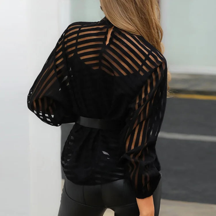 Sheer Long Sleeve Blouses